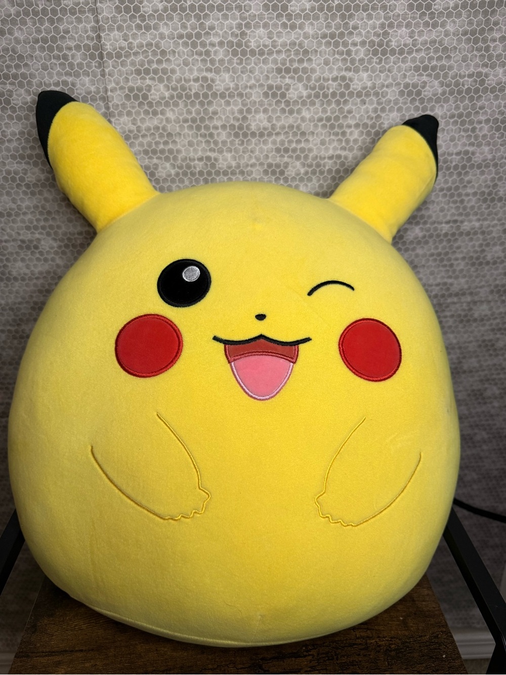 Yellow Pikachu Plush Toy - Winking Character Cushion 18in